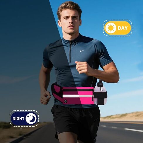 Running Belt with Water Bottle Holder, Plus Size Designer Waterproof Fanny Pack for Women Girls Kids iPhone Cell Phone Pouch, Waist Bag for Hiking,Runner,GYM,Workout,Sport Bum Hip Bags Pink in Kuwait