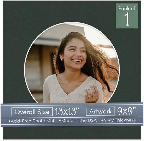 CountryArtHouse White Linen Canvas Acid Free 13x13 Circle Picture Frame Mat with White Core Bevel Cut for 9x9 Pictures - Fits 13x13 Frame - Pack of 1 Matboard in Kuwait