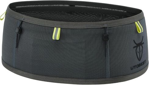 حزام الجري للرجال والنساء، حزمة خصر للجري خالية من الارتداد تناسب جميع الهواتف، حزام الجري ذو 4 جيوب يناسب قارورة ناعمة سعة 500 مل، أشرطة حمل العمود للطرق والسباق والممر (أسود، متوسط) in Kuwait