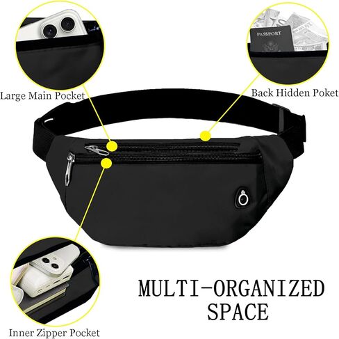 Fanny Pack for Women Men,Crossbody Fanny Pack Water Resistant Sports Waist Bag Pack, Belt Bag for Travel Hiking Running in Kuwait
