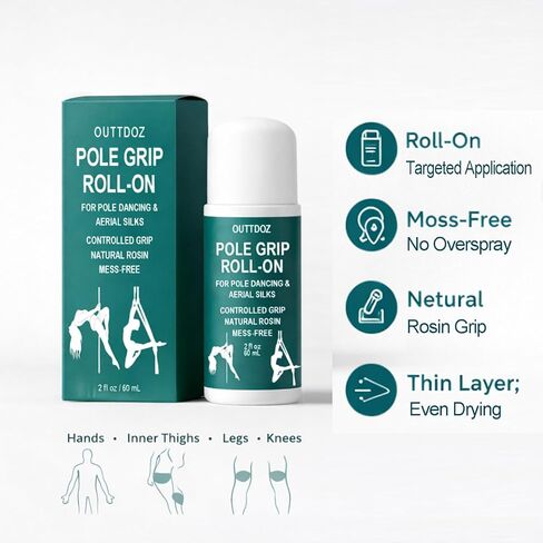 مقبض قابل للدوران، مقبض يمكن التحكم فيه بالروزين الطبيعي للرقص على العمود والحرير الجوي، لليدين والساقين وملامسة الجسم، غير قابل للانزلاق، 2 أونصة سائلة (60 مل) in Kuwait