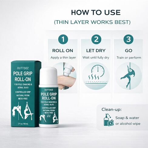 مقبض قابل للدوران، مقبض يمكن التحكم فيه بالروزين الطبيعي للرقص على العمود والحرير الجوي، لليدين والساقين وملامسة الجسم، غير قابل للانزلاق، 2 أونصة سائلة (60 مل) in Kuwait