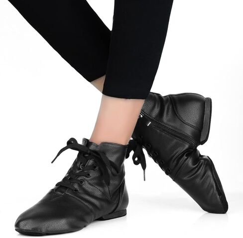 أحذية جاز سوداء برباط للرقص مع سحاب أحذية جاز ونعل مطاطي للنساء والفتيات in Kuwait