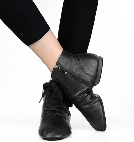 أحذية جاز سوداء برباط للرقص مع سحاب أحذية جاز ونعل مطاطي للنساء والفتيات in Kuwait