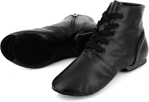 أحذية رقص الجاز السوداء للسيدات مع سحاب أحذية الجاز للنساء والفتيات البالغات ونعل منفصل in Kuwait