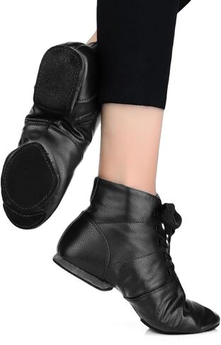 أحذية رقص الجاز السوداء للسيدات مع سحاب أحذية الجاز للنساء والفتيات البالغات ونعل منفصل in Kuwait