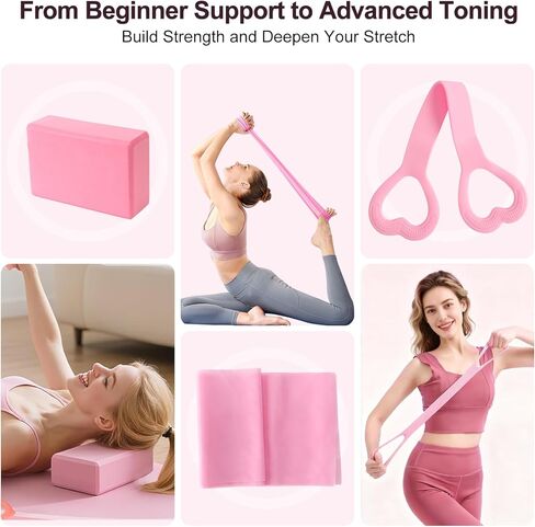 Pilates Kit, Home Pilates Workout Kit for Women, Pilates Equipment with Pilates Ring and Ball, Yoga Block & 5 Resistance Bands, Ankle Weights, Sliders & Grip Socks, Workout Guide Included in Kuwait