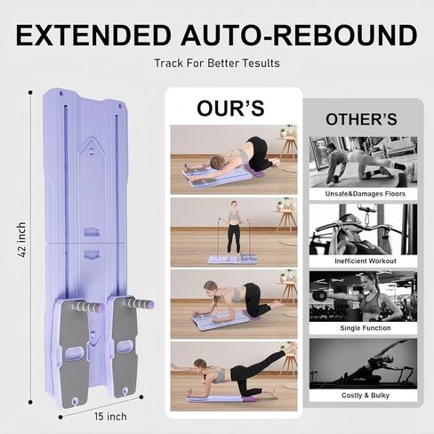 Pilates Reformer Board Set - 2026 Foldable 8-in-1 Pilates Machine for Full Body Workouts, Ab Core Trainer with Resistance Bands, Portable Home Pilates Equipment for Women & Men in Kuwait
