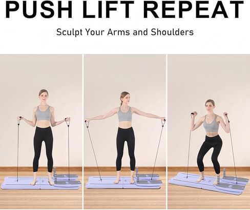 Pilates Reformer Board Set - 2026 Foldable 8-in-1 Pilates Machine for Full Body Workouts, Ab Core Trainer with Resistance Bands, Portable Home Pilates Equipment for Women & Men in Kuwait