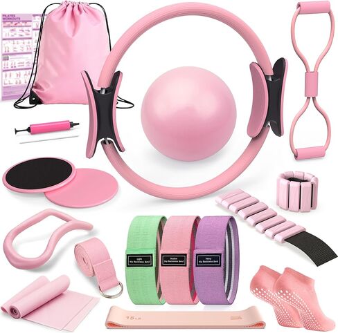 Pilates Kit for Home Workouts, Pilates Equipment Ring and Ball Set, Pilates Essentials Kit for Women, Home Pilates Workout Kit, Pilates Starter Kit for Women at Gym Studio Travel in Kuwait