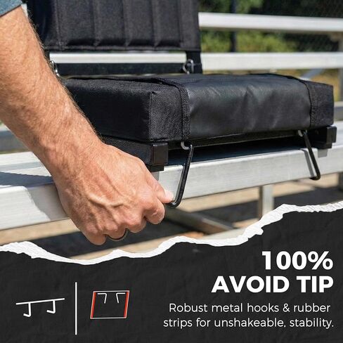 مقاعد استاد SPORT BEATS مع كراسي دعم للظهر مع ظهر ووسادة، مقاعد مبيض مبطنة سميكة تتضمن حزام كتف، أزرق داكن، قطعتان عاديتان - 17 بوصة عرض × 12 بوصة عمق × 16.5 بوصة ارتفاع in Kuwait