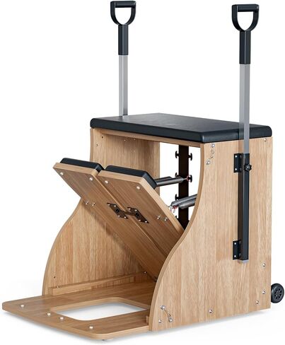 Pilates Chair Wunda Chair Pilates Combo Chair with Handles Split Pedals Reformer Machine for Yoga Core Training Rehabilitation Includes Non-Slip Socks (Wood Panel Bracket) in Kuwait