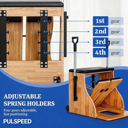 Pilates Chair Wunda Chair Pilates Combo Chair with Handles Split Pedals Reformer Machine for Yoga Core Training Rehabilitation Includes Non-Slip Socks (Wood Panel Bracket) in Kuwait