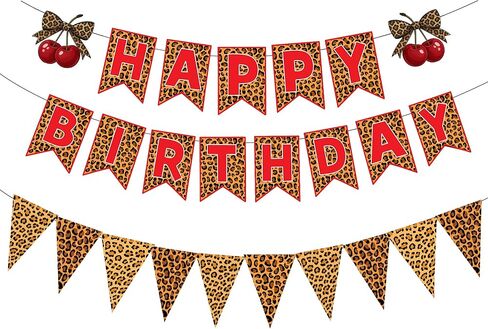 Cheetah Print Birthday Party Decorations,Leopard Happy Birthday Banners for Girls Women Birthday Party Decor Sulpplies in Kuwait