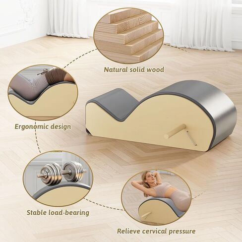 قوس بيلاتيس خشبي رمادي مع مصحح العمود الفقري لتقوية الجزء الأساسي وتخفيف آلام الظهر، أسطوانة قوس مصحح العمود الفقري بيلاتيس لمرونة الظهر، في وضعية البيلاتيس المصلح in Kuwait