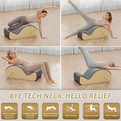 قوس بيلاتيس خشبي رمادي مع مصحح العمود الفقري لتقوية الجزء الأساسي وتخفيف آلام الظهر، أسطوانة قوس مصحح العمود الفقري بيلاتيس لمرونة الظهر، في وضعية البيلاتيس المصلح in Kuwait