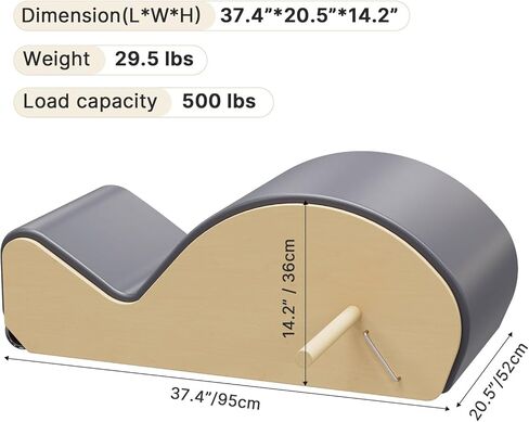 قوس بيلاتيس خشبي رمادي مع مصحح العمود الفقري لتقوية الجزء الأساسي وتخفيف آلام الظهر، أسطوانة قوس مصحح العمود الفقري بيلاتيس لمرونة الظهر، في وضعية البيلاتيس المصلح in Kuwait