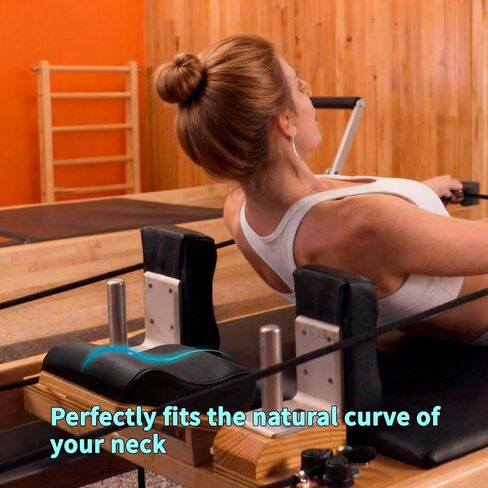 وسادة دعم الرأس والرقبة من بيلاتيس - وسادة بيلاتيس مريحة لمحاذاة عنق الرحم - مسند رأس إسفنجي عالي الكثافة مع حزام قابل للتعديل - يناسب معظم آلات الإصلاح ومعدات البيلاتيس المنزلية in Kuwait