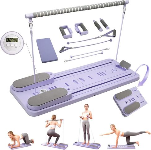 Pilates Reformer Board, Foldable Pilates Reformer Kit,Portable Pilates Machine for Women Girls，All-in-1 Multi-Purpose Abs Core Pilates Equipment Workout for Home Office Indoor in Saudi Arabia