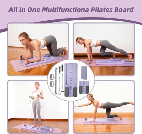 Pilates Reformer Board, Foldable Pilates Reformer Kit,Portable Pilates Machine for Women Girls，All-in-1 Multi-Purpose Abs Core Pilates Equipment Workout for Home Office Indoor in Saudi Arabia