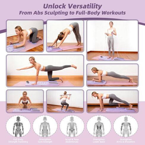 Pilates Reformer Board, Foldable Pilates Reformer Kit,Portable Pilates Machine for Women Girls，All-in-1 Multi-Purpose Abs Core Pilates Equipment Workout for Home Office Indoor in Saudi Arabia