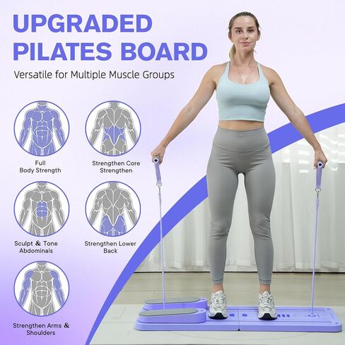 Pilates Board-Pilates Reformer Set 6 in 1 Multifunctional Abdominal Pilates Board for Home Workout Equipment, Foldable Pilates Portable Reformer Machine, Ab Board Trainer for Women in Saudi Arabia
