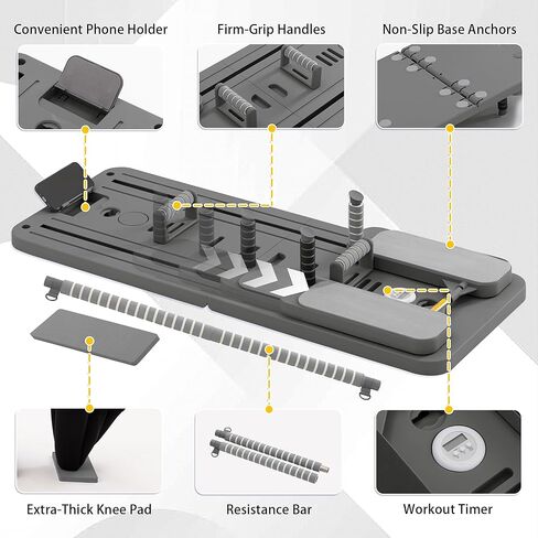 لوح بيلاتيس مريح للاستخدام المنزلي، مجموعة مصلح بيلاتيس قابلة للطي مع أشرطة مقاومة، معدات لياقة بدنية احترافية الكل في واحد للعضلات الأساسية وعضلات البطن والأرداف والساقين والمؤخرة وتنغيم الذراعين in Kuwait