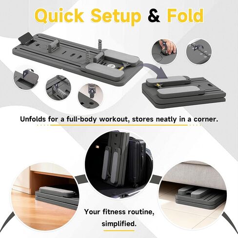 لوح بيلاتيس مريح للاستخدام المنزلي، مجموعة مصلح بيلاتيس قابلة للطي مع أشرطة مقاومة، معدات لياقة بدنية احترافية الكل في واحد للعضلات الأساسية وعضلات البطن والأرداف والساقين والمؤخرة وتنغيم الذراعين in Kuwait