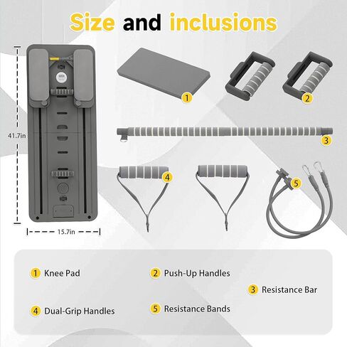 لوح بيلاتيس مريح للاستخدام المنزلي، مجموعة مصلح بيلاتيس قابلة للطي مع أشرطة مقاومة، معدات لياقة بدنية احترافية الكل في واحد للعضلات الأساسية وعضلات البطن والأرداف والساقين والمؤخرة وتنغيم الذراعين in Kuwait