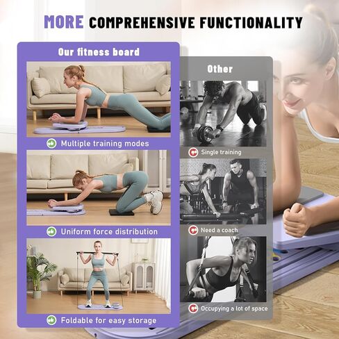 لوح ماكسون بيلاتيس - مصلح بيلاتيس 6 في 1 قابل للطي للمنزل، معدات بيلاتيس أرجوانية مع وظيفة انزلاق - مدرب أساسي خفيف الوزن للنساء (أرجواني) in Kuwait