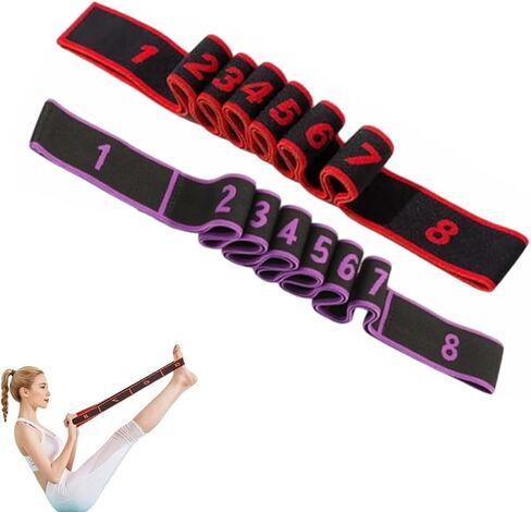 Fitness Resistance Band for Stretching and Yoga, Number Stretch Resistance Band with Clear Markings, 8-Section Elastic Training Bands for Full Body Stretching Shaping in Kuwait