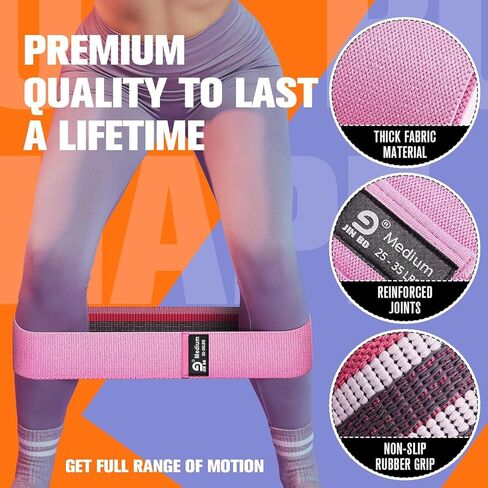 أربطة غنيمة من القماش السميك - أربطة مقاومة للعضلات الألوية والساقين، وصالة الألعاب الرياضية المنزلية، والبيلاتس واليوجا - JIN BD in Kuwait