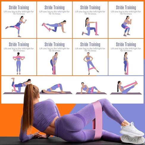 أربطة غنيمة من القماش السميك - أربطة مقاومة للعضلات الألوية والساقين، وصالة الألعاب الرياضية المنزلية، والبيلاتس واليوجا - JIN BD in Kuwait