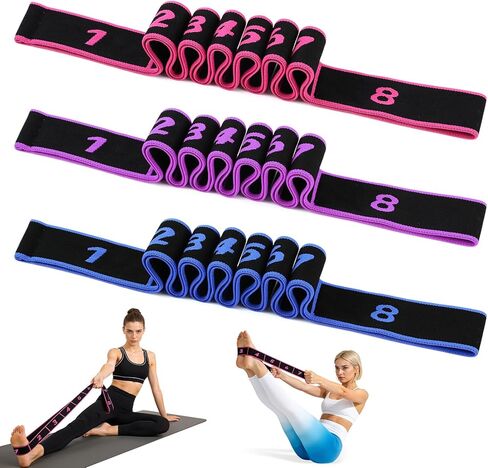 عصابات مقاومة اللياقة البدنية مع مقابض، 2026 ترقية حزام مقاومة اللياقة البدنية للتمدد واليوجا، تمرين سحب أنيق، أشرطة تمديد الساق قابلة للتعديل لتشكيل الجسم بالكامل in Kuwait