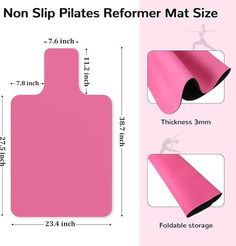 بساط بيلاتيس ريفورمر غير قابل للانزلاق، بساط منشفة بيلاتيس مخملي ناعم من جلد الغزال، بساط بيلاتيس مع معدات متعددة، خفيف الوزن وقابل للطي، يمتص العرق ويجف سريعًا، لليوجا واللياقة البدنية (وردي) in Kuwait