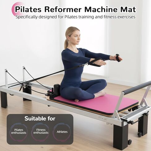 بساط بيلاتيس ريفورمر غير قابل للانزلاق، بساط منشفة بيلاتيس مخملي ناعم من جلد الغزال، بساط بيلاتيس مع معدات متعددة، خفيف الوزن وقابل للطي، يمتص العرق ويجف سريعًا، لليوجا واللياقة البدنية (وردي) in Kuwait
