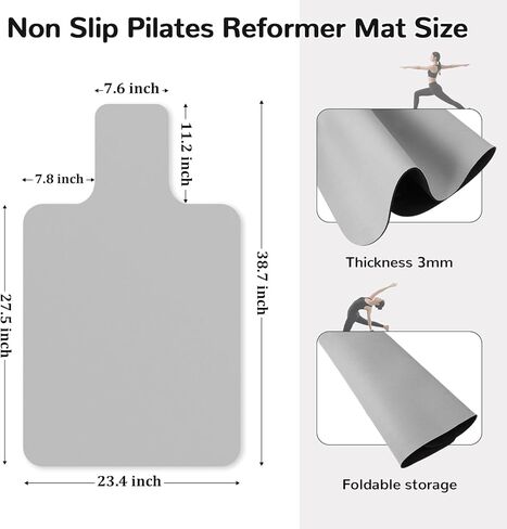 بساط بيلاتيس مصلح غير قابل للانزلاق، بساط منشفة بيلاتيس بسطح من الصوف الناعم، بساط بيلاتيس مع معدات متعددة، خفيف الوزن وقابل للطي، يمتص العرق ويجف سريعًا، لليوجا واللياقة البدنية (رمادي) in Kuwait