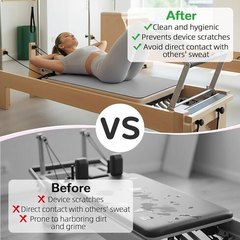 بساط بيلاتيس مصلح غير قابل للانزلاق، بساط منشفة بيلاتيس بسطح من الصوف الناعم، بساط بيلاتيس مع معدات متعددة، خفيف الوزن وقابل للطي، يمتص العرق ويجف سريعًا، لليوجا واللياقة البدنية (رمادي) in Kuwait