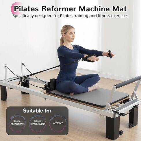 بساط بيلاتيس مصلح غير قابل للانزلاق، بساط منشفة بيلاتيس بسطح من الصوف الناعم، بساط بيلاتيس مع معدات متعددة، خفيف الوزن وقابل للطي، يمتص العرق ويجف سريعًا، لليوجا واللياقة البدنية (رمادي) in Kuwait