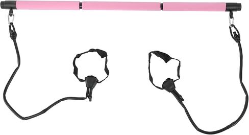 Pilates Bar Workout Stick 3-Section Adjustable Pilates Rod for Full Body Exercise with 2 Tension Straps Detachable Design Home Gym Travel Fitness Equipment in Saudi Arabia
