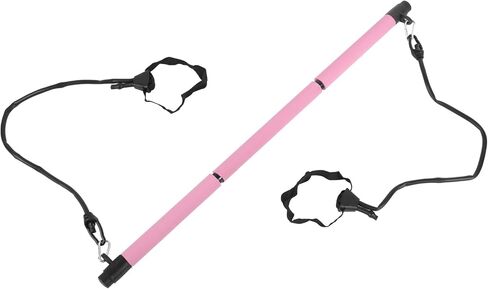 Pilates Bar Workout Stick 3-Section Adjustable Pilates Rod for Full Body Exercise with 2 Tension Straps Detachable Design Home Gym Travel Fitness Equipment in Saudi Arabia