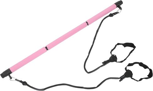 Pilates Bar Workout Stick 3-Section Adjustable Pilates Rod for Full Body Exercise with 2 Tension Straps Detachable Design Home Gym Travel Fitness Equipment in Saudi Arabia