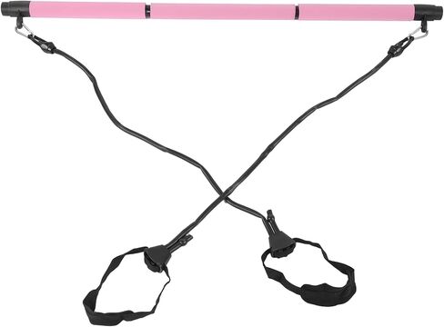 Pilates Bar Workout Stick 3-Section Adjustable Pilates Rod for Full Body Exercise with 2 Tension Straps Detachable Design Home Gym Travel Fitness Equipment in Saudi Arabia