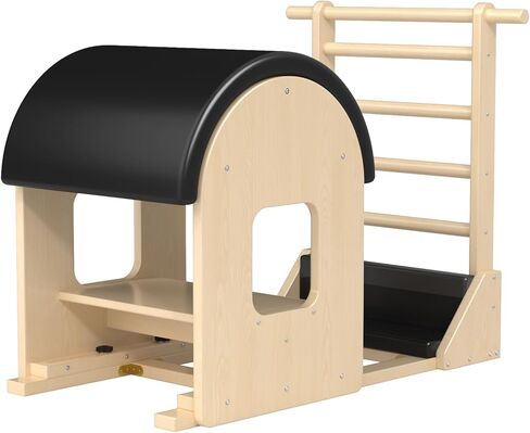 أسطوانة سلم بيلاتيس سوداء، آلة بيلاتيس خشبية لتصحيح العمود الفقري للتمرين المنزلي، قوس بيلاتيس للتوازن، تقوية القلب والتمدد - Ngxmky in Kuwait