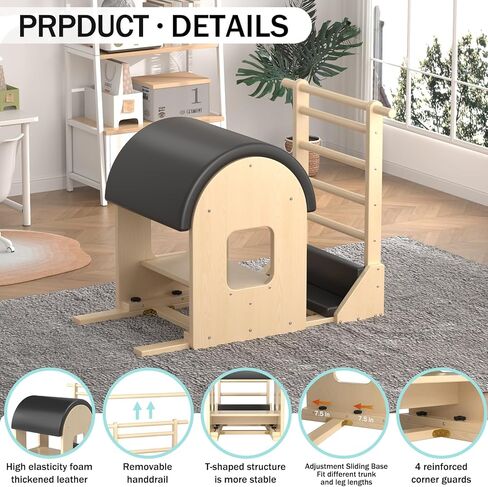 أسطوانة سلم بيلاتيس سوداء، آلة بيلاتيس خشبية لتصحيح العمود الفقري للتمرين المنزلي، قوس بيلاتيس للتوازن، تقوية القلب والتمدد - Ngxmky in Kuwait