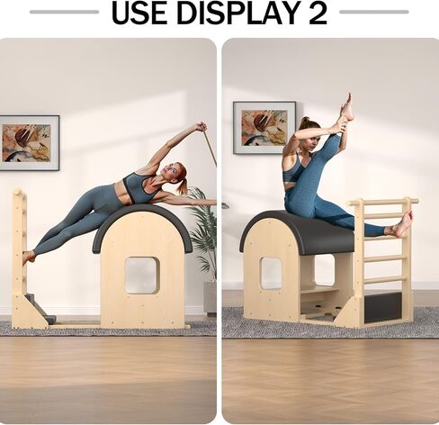 أسطوانة سلم بيلاتيس سوداء، آلة بيلاتيس خشبية لتصحيح العمود الفقري للتمرين المنزلي، قوس بيلاتيس للتوازن، تقوية القلب والتمدد - Ngxmky in Kuwait