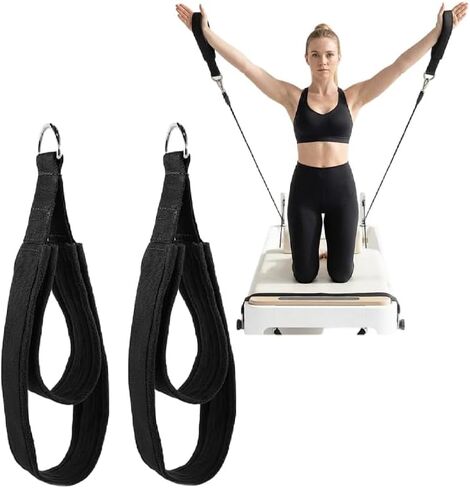 2PCS Pilates Straps Soft Padded Handles, Durable Pilates Double Loop D-Ring Straps,Pilates Straps for Reformer,Home Gym & Yoga Workout Exercise Accessories in Kuwait