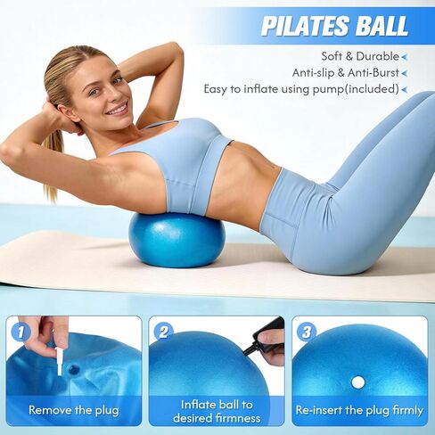 GINMIC Pilates Equipment, Pilates Kit for Women Home Workouts, at Home Pilates Set with Pilates Ring, Pilates Ball, Long and Loop Resistance Bands, Pilates Socks, Massage Ball, Guide & Bag in Kuwait