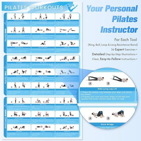 GINMIC Pilates Equipment, Pilates Kit for Women Home Workouts, at Home Pilates Set with Pilates Ring, Pilates Ball, Long and Loop Resistance Bands, Pilates Socks, Massage Ball, Guide & Bag in Kuwait