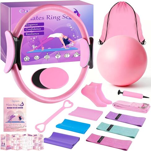 Home Pilates Kit for Women, Pilates Ring Set, Pilates Equipment Kit for Women Home Workouts, Pilates Essentials Kit with Pilates Ring and Ball, Resistance Bands for Strength, Toning, Flexibility in Saudi Arabia
